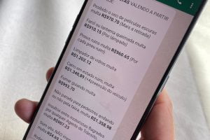 Mensagem sobre suposto aumento dos valores de multas de trânsito
