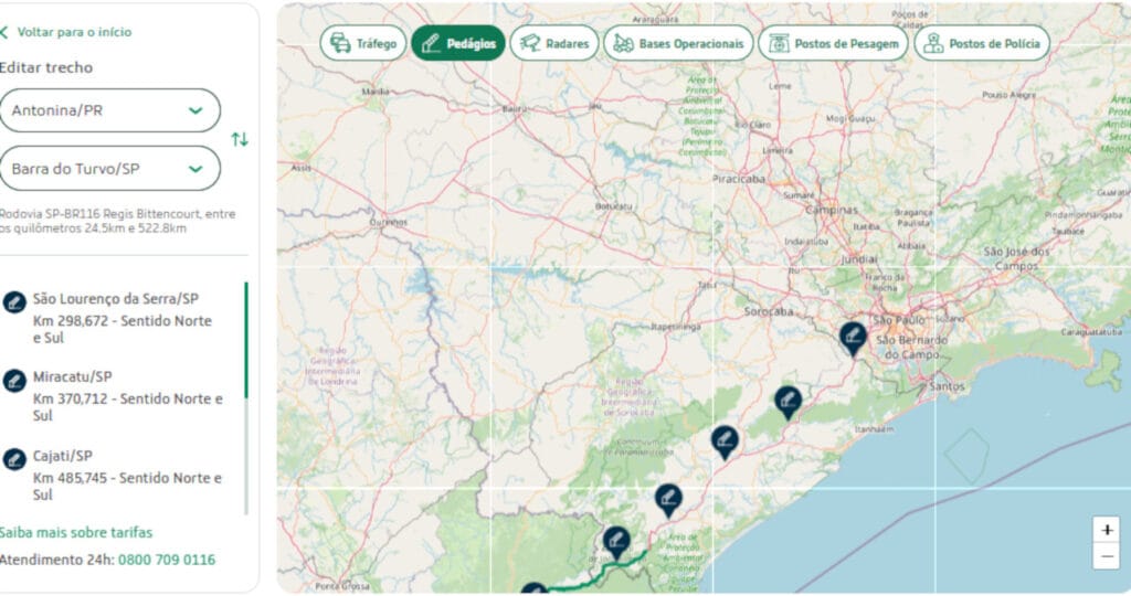 Arteris lança mapas interativos com condições de tráfego em tempo real