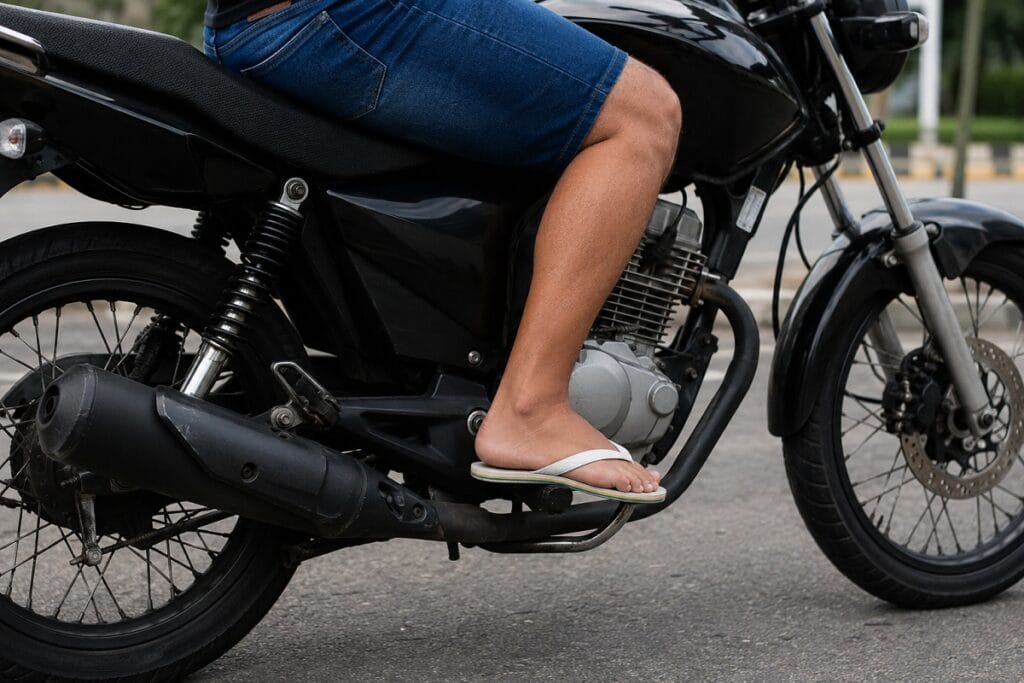 Nem todo calçado é permitido na moto; veja o que diz o CTB