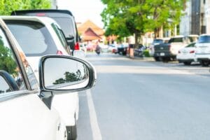 side rear-view mirror on a modern car