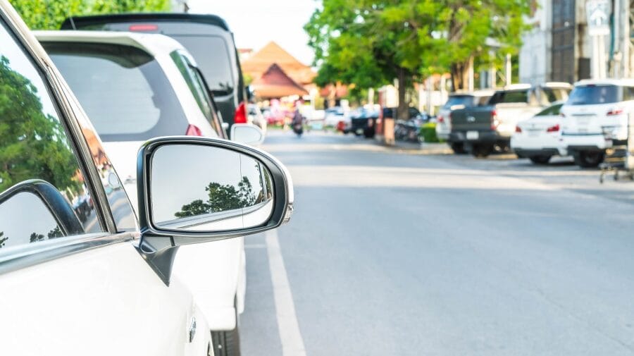 side rear-view mirror on a modern car