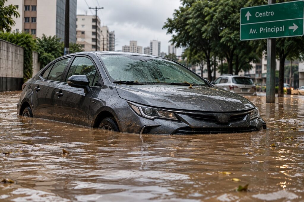 Carro atingido por alagamento: veja cinco cuidados antes de voltar a dirigir