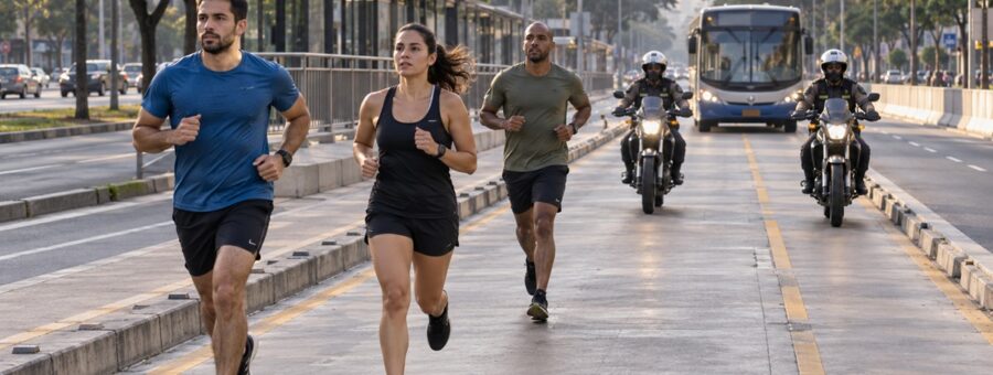 correr em canaleta de ônibus