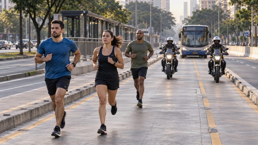 correr em canaleta de ônibus