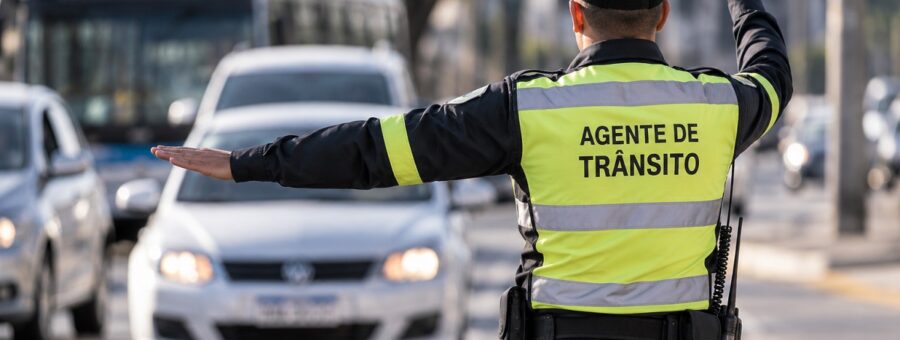 Agente de Trânsito Controlando o Tráfego porte de arma