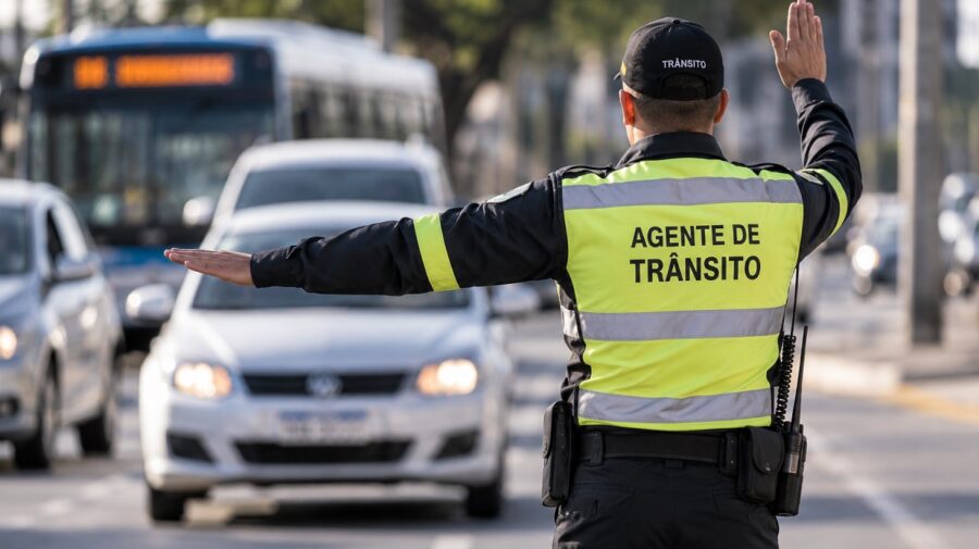 Agente de Trânsito Controlando o Tráfego porte de arma