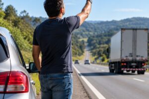 Homem Busca Sinal na estrada