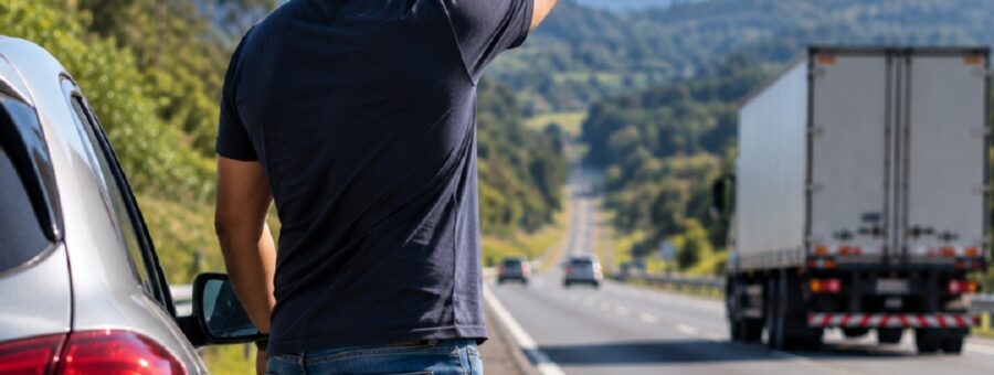 Homem Busca Sinal na estrada